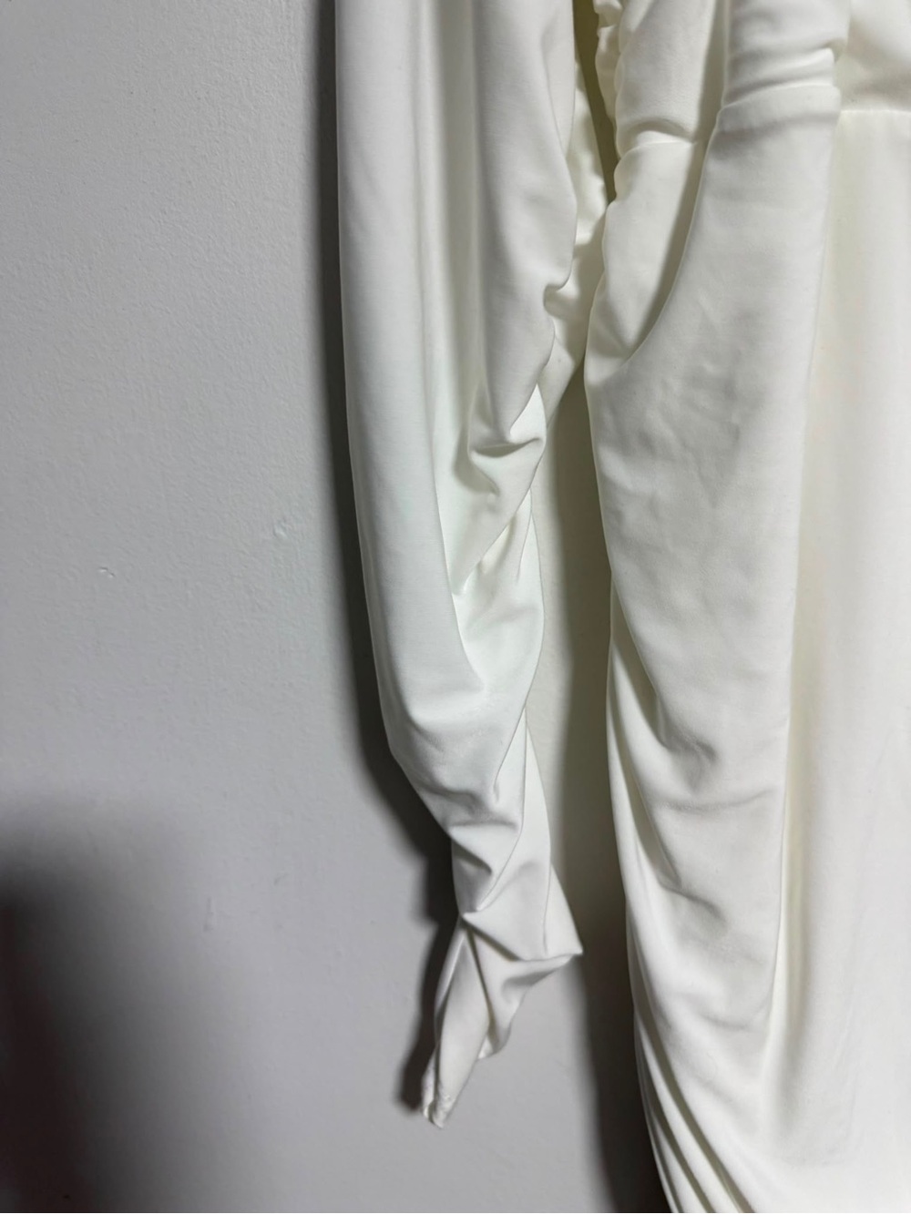 Club L London Seductress White Square Neck Ruched Bodycon Midi Dress UK 14 US 10 - Picture 10 of 13